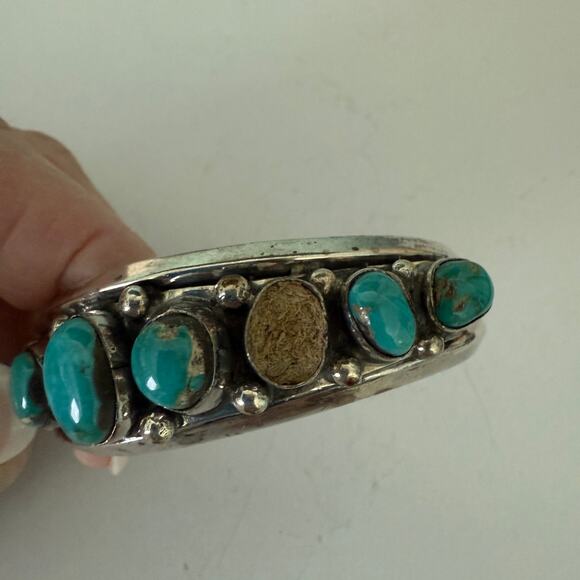 Vintage Turquoise Bracelet Lot, circa 1970's, Native American Unsigned - Picture 4 of 16